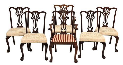 Assembled Set of Six Chippendale Style Dining Chairs