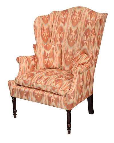 Federal Style Upholstered Mahogany Wing Chair