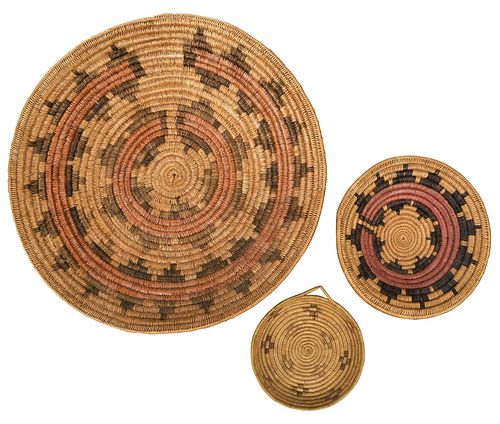 Three Southwestern Coiled Basket Trays
