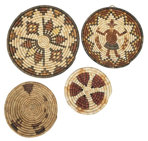 Four Southwestern Coiled Basket Trays