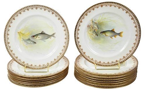 15 Royal Doulton Porcelain Fish Plates