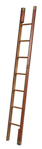 Regency Style Leather Clad Brass Mounted Library Ladder