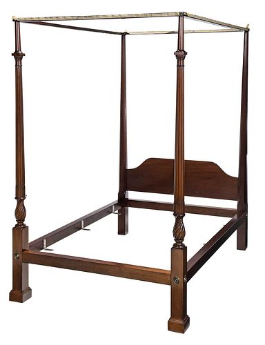 Federal Style Carved Mahogany Four Poster Bedstead