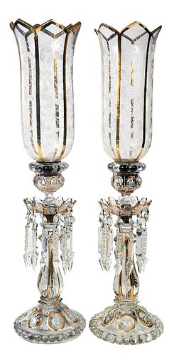 Pair of 19th Century Lusters, Possibly Baccarat