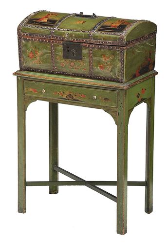 Chinoiserie Painted and Parcel Gilt Domed Chest