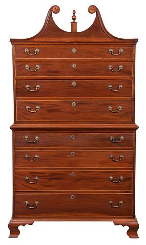 American Federal Inlaid Mahogany Chest on Chest