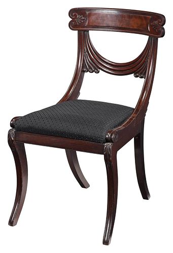 Boston Classical Carved Mahogany Swag Back Side Chair