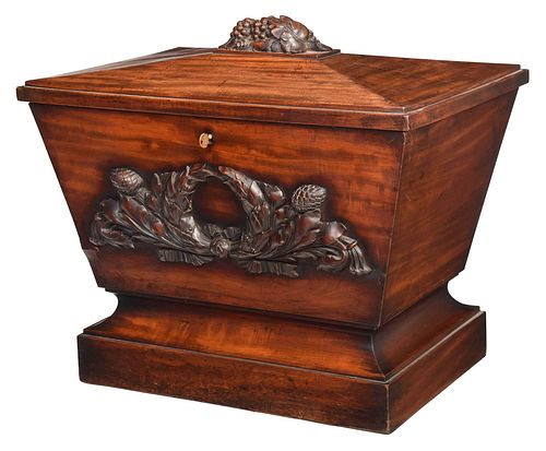 Classical Carved Mahogany Sarcophagus Form Wine Cooler