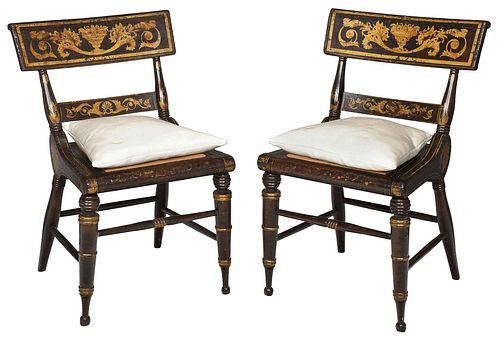 Pair of American Classical Stencil Decorated Chairs