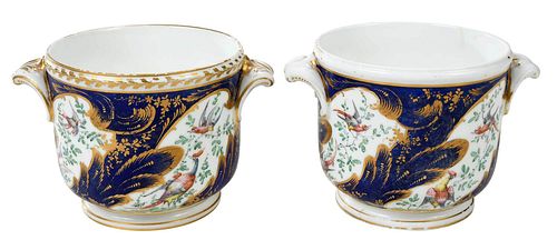 Pair of Bow Gilt Porcelain Cachepots