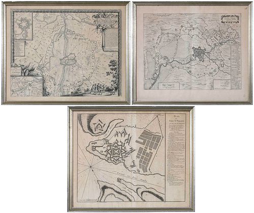Three Framed Continental Maps 