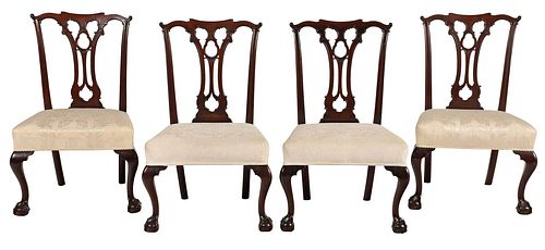 Four Philadelphia Chippendale Mahogany Dining Chairs