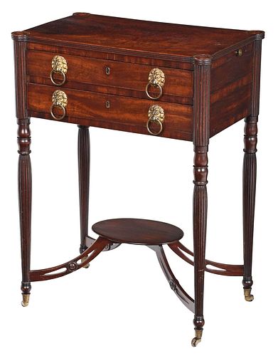 Fine Neoclassical Inlaid Mahogany Work Table