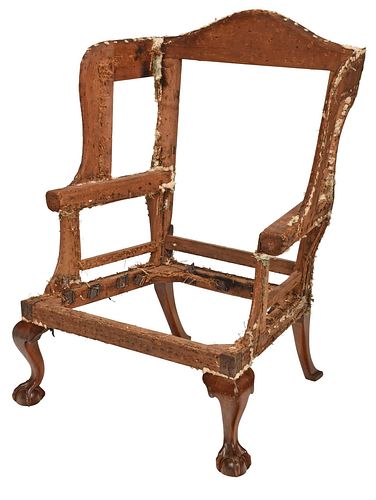 Chippendale Carved Mahogany Easy Chair Frame 