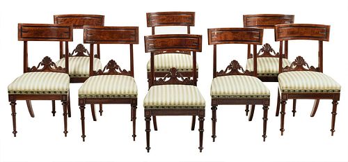 Rare Assembled Set of Eight Philadelphia Classical Dining Chairs