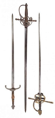 Three Continental Long Swords Length of longest 53 1/2 inches.
