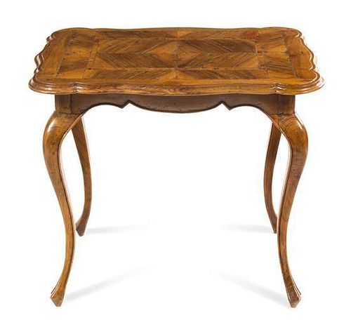 A Louis XV Fruitwood Occasional Table Height 25 1/4 x width 27 1/2 x depth 19 3/8 inches.