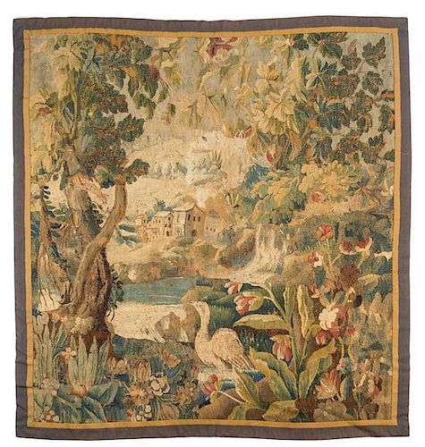 A French Wool Tapestry 61 1/2 x 58 1/2 inches.
