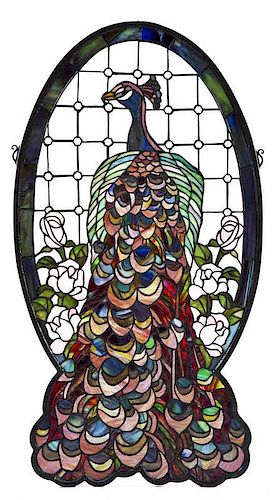 Stained Glass Peacock Panel