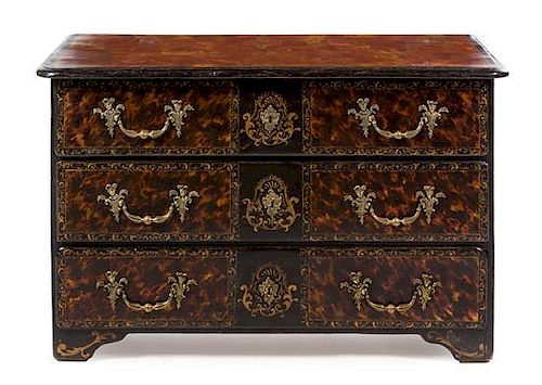 A French Trompe l'Oeil Chest of Drawers Height 29 1/2 x width 7 x depth 21 inches.
