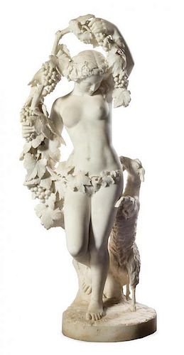 An Italian Carved Marble Figure Height 30 inches.