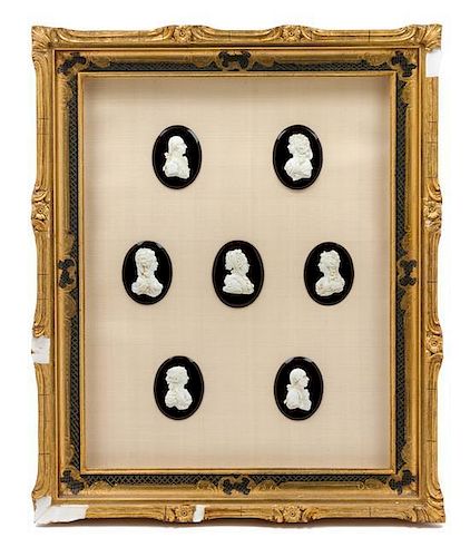 A Set of Seven Portrait Medallions Height of first medallion 2 1/4 inches.
