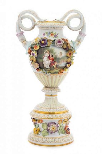 A Dresden Porcelain Urn Height 20 inches.