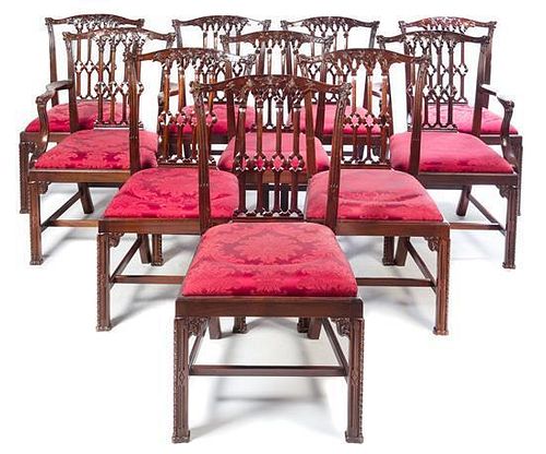 * A Set of Irish George III Mahogany Dining Chairs Height 38 1/8 inches.