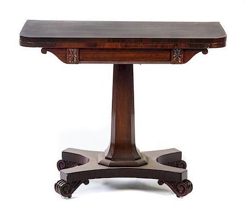 * A William IV Mahogany Game Table Height 29 1/2 x width 36 x depth 17 1/2 inches.