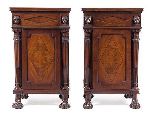 * A Pair of William IV Mahogany Pedestal Cabinets Height 37 x width 22 x depth 18 inches.