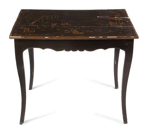 A Georgian Style Lacquered Center Table Height 27 1/2 x width 32 1/4 x depth 20 1/4 inches.