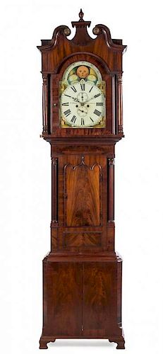 A Victorian Mahogany Tall Case Clock Height 99 inches.