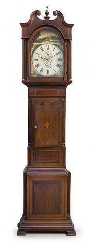 A Welsh Oak and Mahogany Clock Height 93 inches.