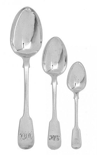 An Assembled and William IV and Victorian Silver Flatware Service, Various Makers including Charles Boyton, Charles Eley, Mary C