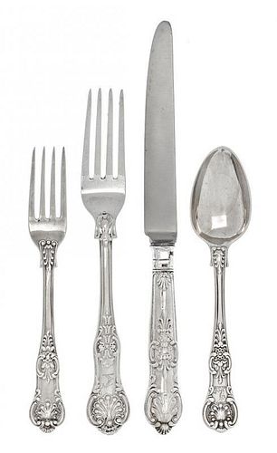 An Assembled Victorian Silver Flatware Service, Various Makers including William Smily, George Adams, William Eaton and others,