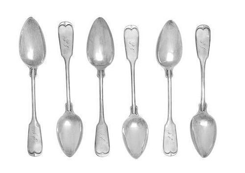 A Set of Twelve George III Style Silver Tablespoons, , Fiddle and Thread pattern, retailed by F. Reichel, San Francisco, with sc