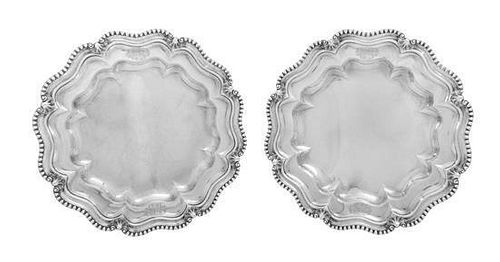 A Pair of Victorian Silver Second-Course Dishes, James Charles Edington, London, 1843, each of undulating circular form with rai