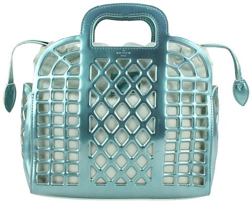 LOUIS VUITTON LIMITED RARE TURQUOISE METALLIC REEF PATENT JELLY BASKET