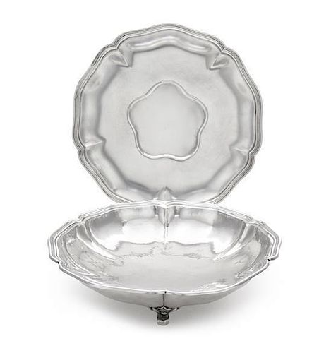 * A German Silver Bowl and Similar Platter, Josef Pauser, Schwabisch Gmund/ Koch & Bergfeld, Bremen, First Half 20th Century, ea