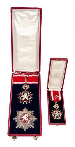 Two Czechoslovakian Military Orders of the White Lion Diameter of largest 3 3/8 inches.