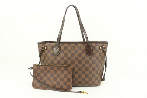 LOUIS VUITTON SMALL DAMIER EBENE NEVERFULL PM WITH POUCH WITH POUCH