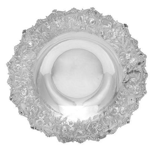 An American Silver Center Bowl, S. Kirk & Son Inc., Baltimore, MD, pattern 227, the rim having floral, foliate and S-scroll repo