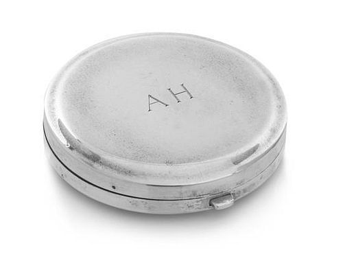 An American Silver Compact, Tiffany & Co., New York, NY, monogrammed AH.