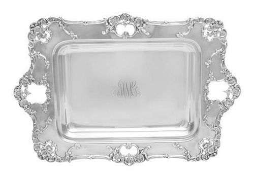 * An American Silver Tray, Gorham Mfg. Co., Providence, RI, the rim worked wih floral and vine decoration.