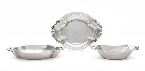 * A Pair of American Silver Small Dishes, Cellini Craft, Ltd., Chicago, IL, 1940, each of shaped oval form, the ends decorated w