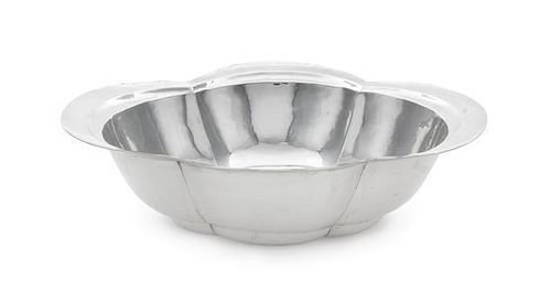 * An American Silver Bowl, Cellini Craft, Ltd., Chicago, IL, 1920, of elongated quatrefoil form with deep lobed sides and a spot