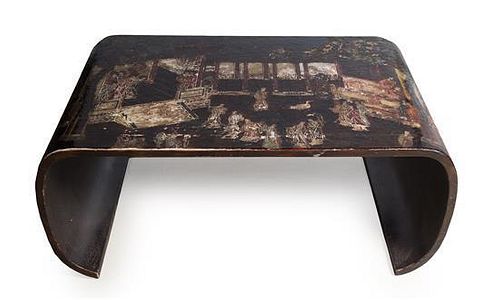 * A Coromandel Style Lacquered Low Table Height 19 x width 46 x depth 29 1/2 inches.