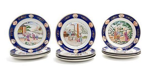 A Set of Twelve Chinese Export Famille Rose Porcelain Plates Diameter of each 9 3/4 inches.