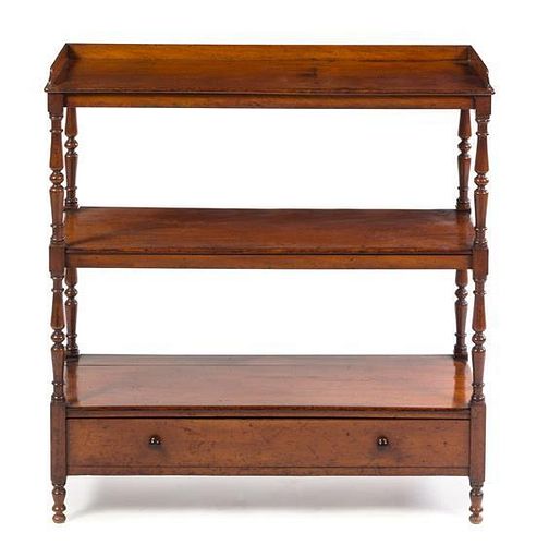 An American Mahogany Etagere Height 34 3/8 x width 32 7/8 x depth 12 inches.