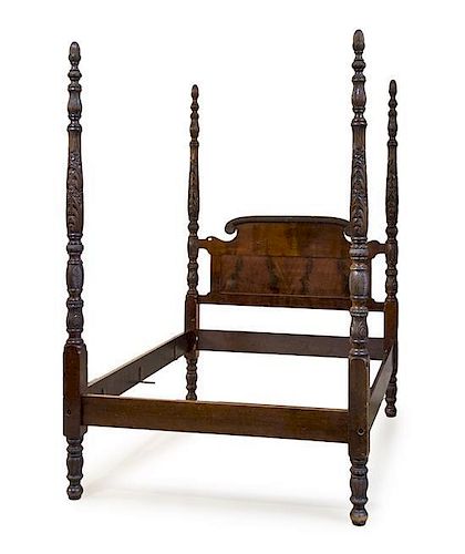 An American Classical Mahogany Poster Bed Height of posts 90 1/2 inches.